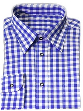 Luxe Blauw Tiroler Overhemd (katoen en polyester)