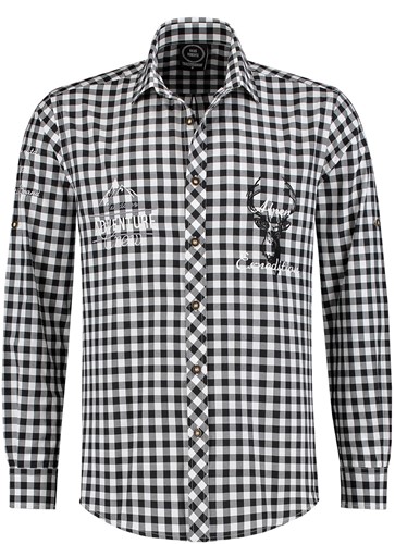 Luxe Trachtenhemd Zwart/Wit Luxe (100% katoen)
