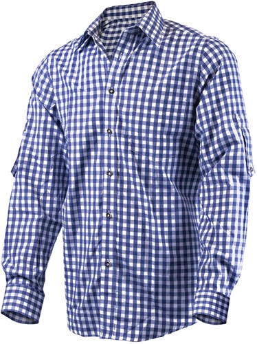 Luxe Donkerblauw Tiroler Overhemd (katoen en polyester)